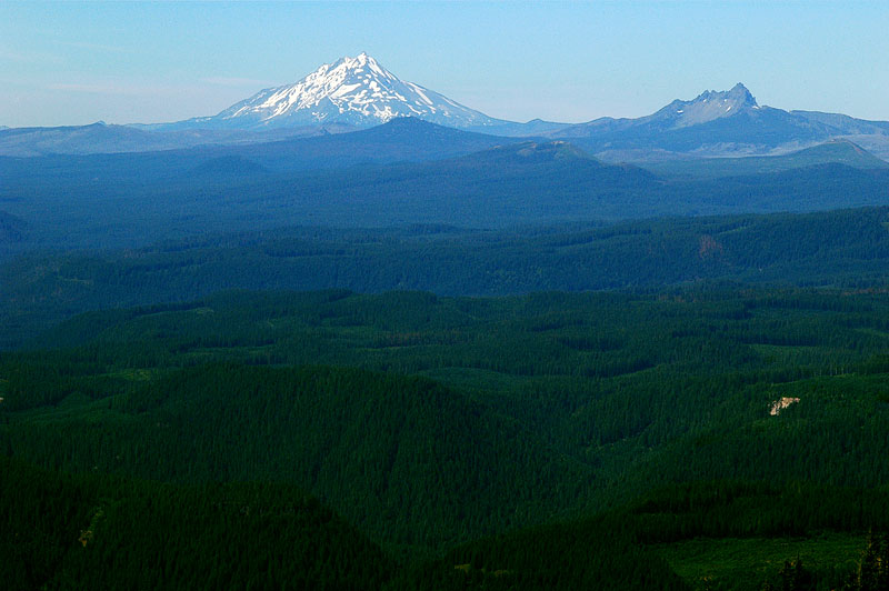 Mount Jefferson and Three Fingered Jack from Horsepasture Mountain